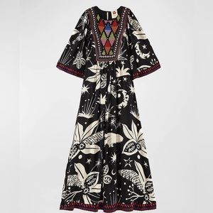 FARM Rio Black & White Cerrado Sky Maxi Dress